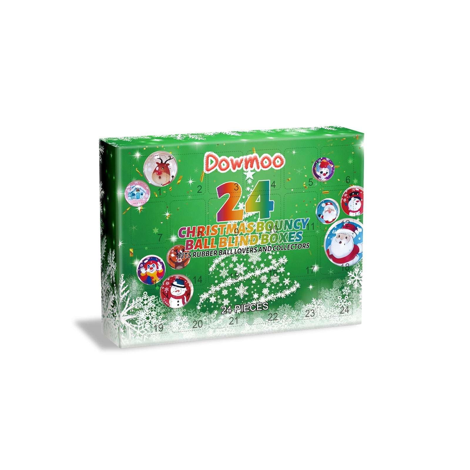 Christmas Blind Box, 24-Compartment Bouncy Balls, Holiday Gift for Kids & Adults ,24pieces