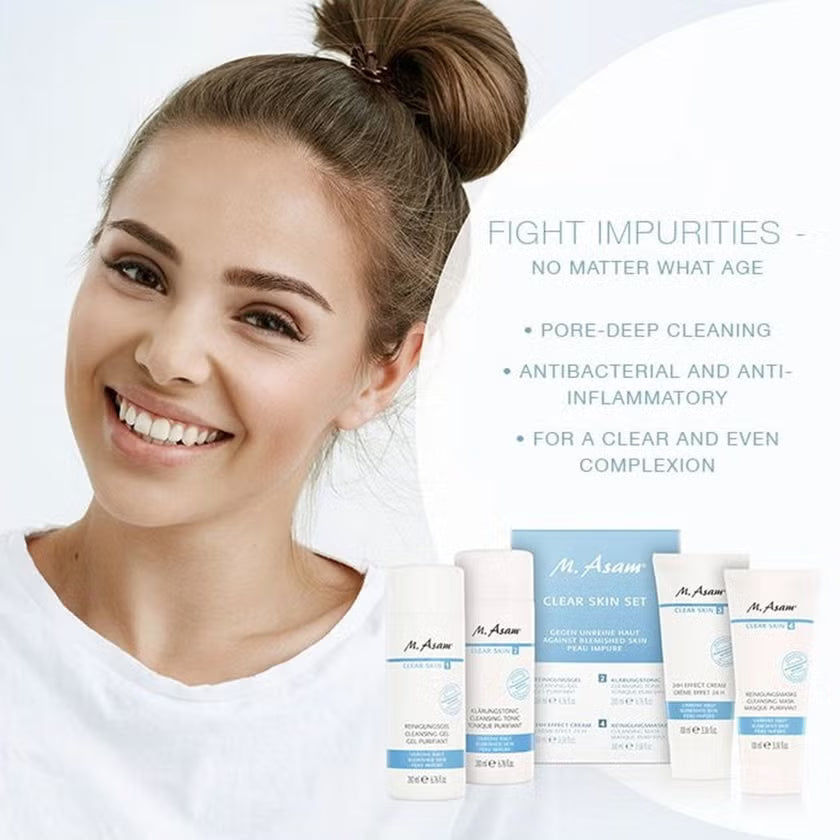 Clear Skin Facial Cleansing Set Cleansing Gel+Cleansing Tonic+Cleansing Mask+24 hour Effect cream