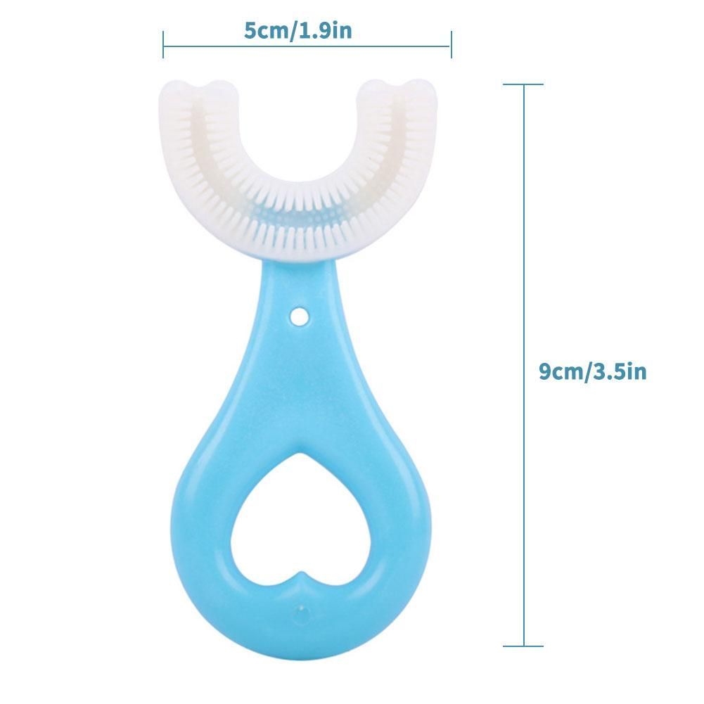 2pcs Kids U Shaped Toothbrush 360 Degree Children Toothbrush Silicone Brush Head Oral Cleaning
