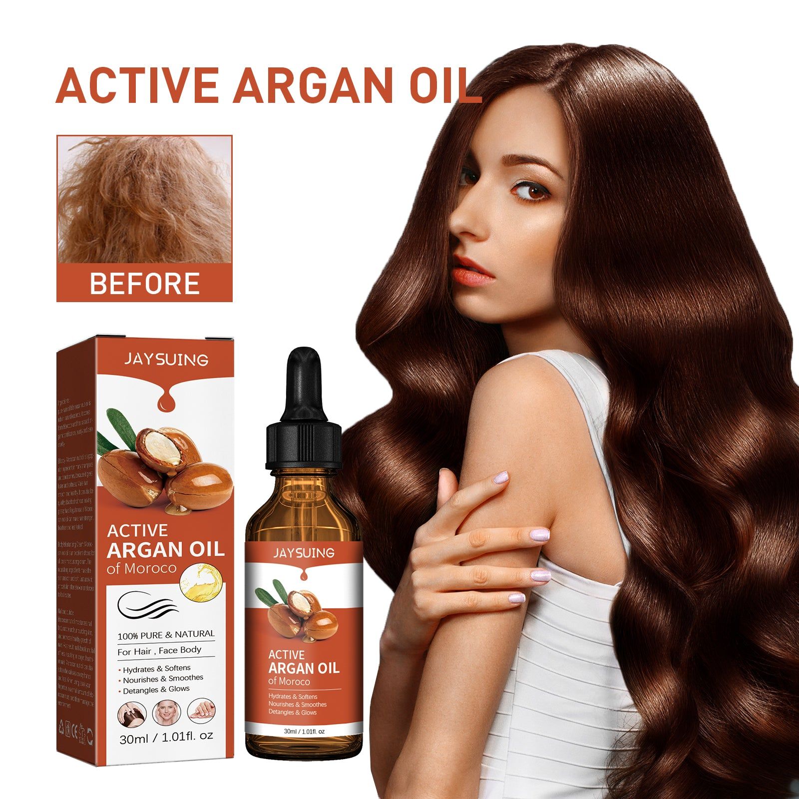 Argan Oil for Hair Skin Nails, Moisturizing Repair, Nourishing Essential Oil ,30ml