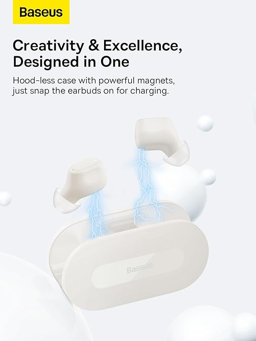 Baseus Bowie EZ10 True Wireless Bluetooth 5.3 Earbuds, White, 25hr Playtime