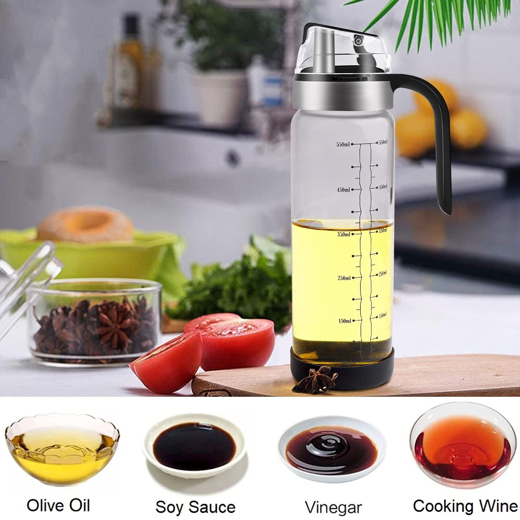 Oiler Bottle Kitchen Cooking Glass Auto Flip Leak Proof Oil Dispenser Bottle
