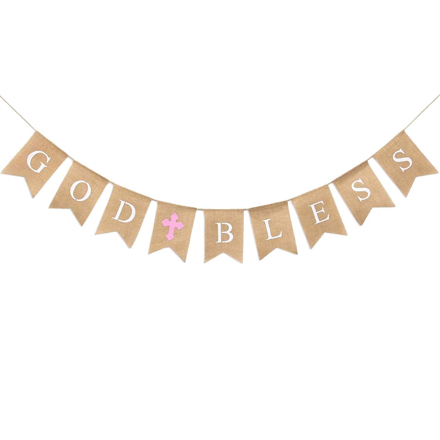 God Bless Banner Baptism Decorations Confirmation First Communion Decorations