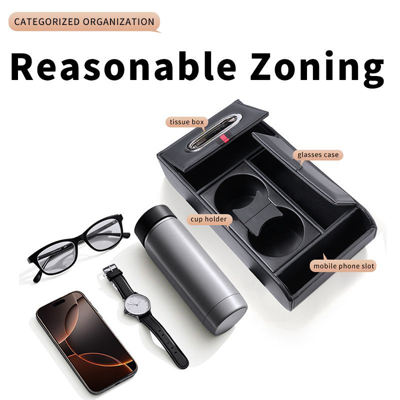 Car Center Console Universal Rear Bench Seat Consoles Back Seat Car Organizer with Cup Holder