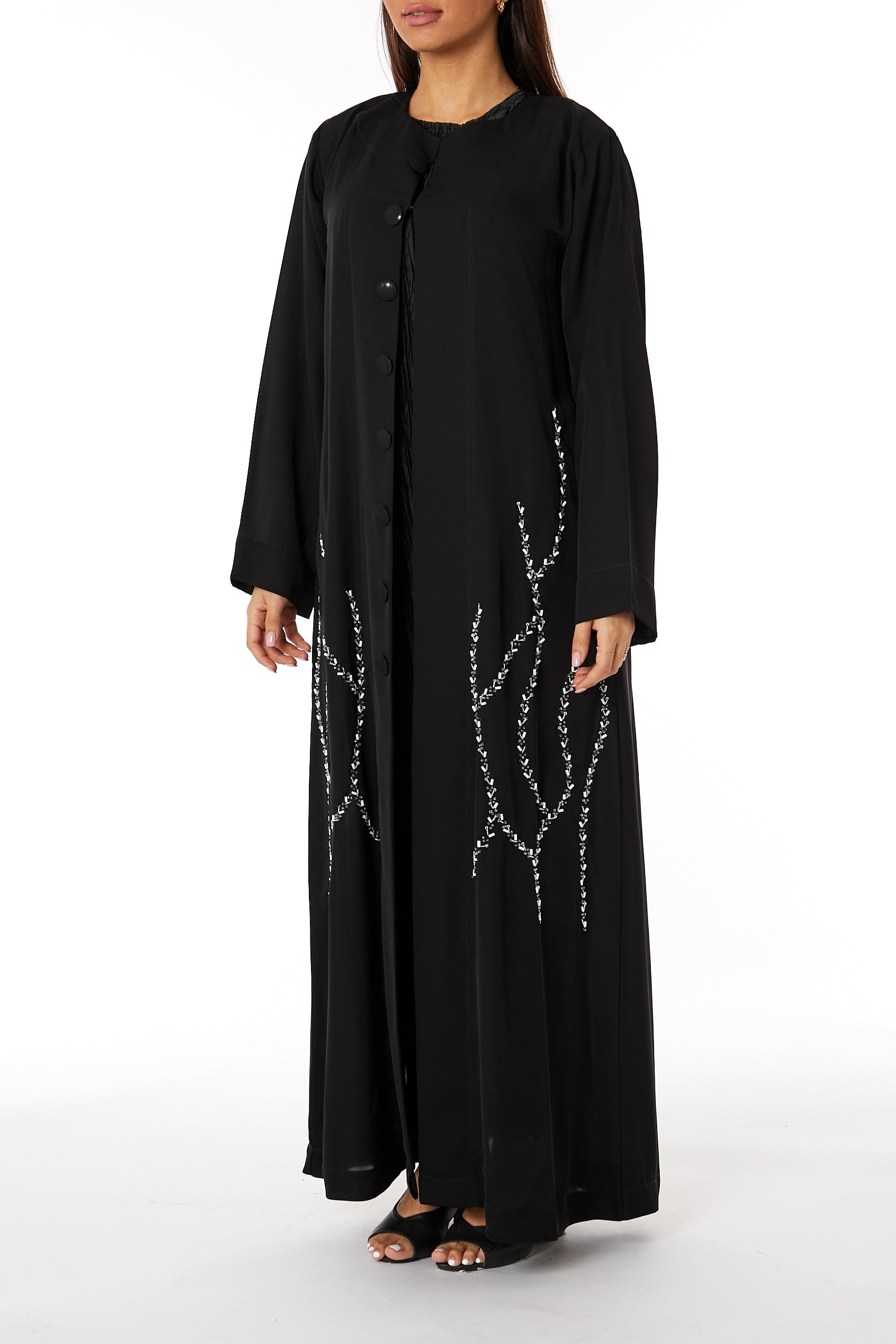 MOiSTREET Black Nida Embroidered Abaya