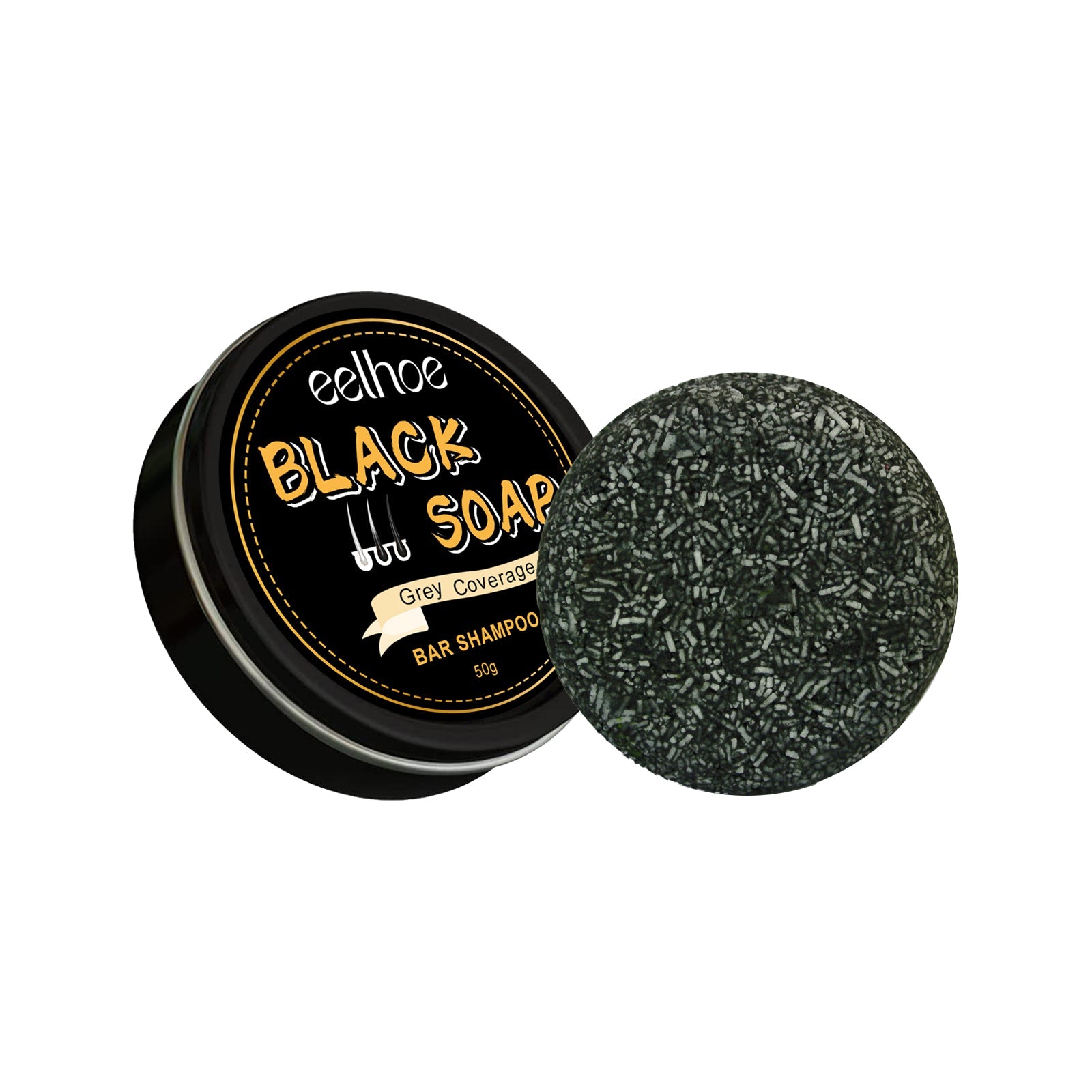 Black Hair Soap, Natural Gray Hair Remover, Moisturizing & Refreshing Shampoo ,50g