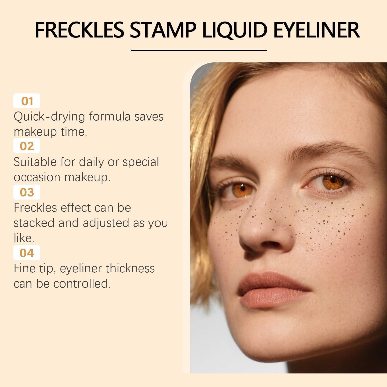 Waterproof 2-in-1 Eyeliner and Freckle Pen, Natural Look, Long-lasting, Beauty Products ,3.2ml