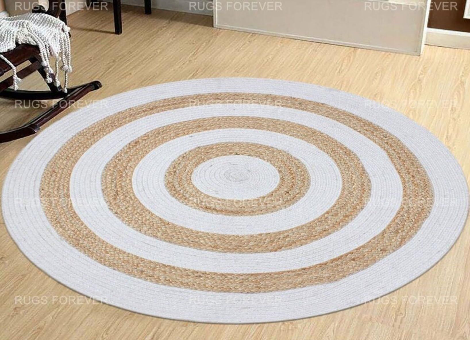 AIESY®  Beautiful Geometric Pattern Reversible Jute Rug