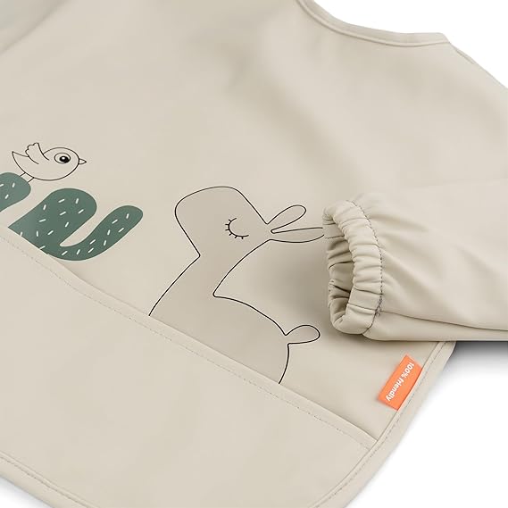 Done By Deer Sleeved Pocket Bib Lalee Sand