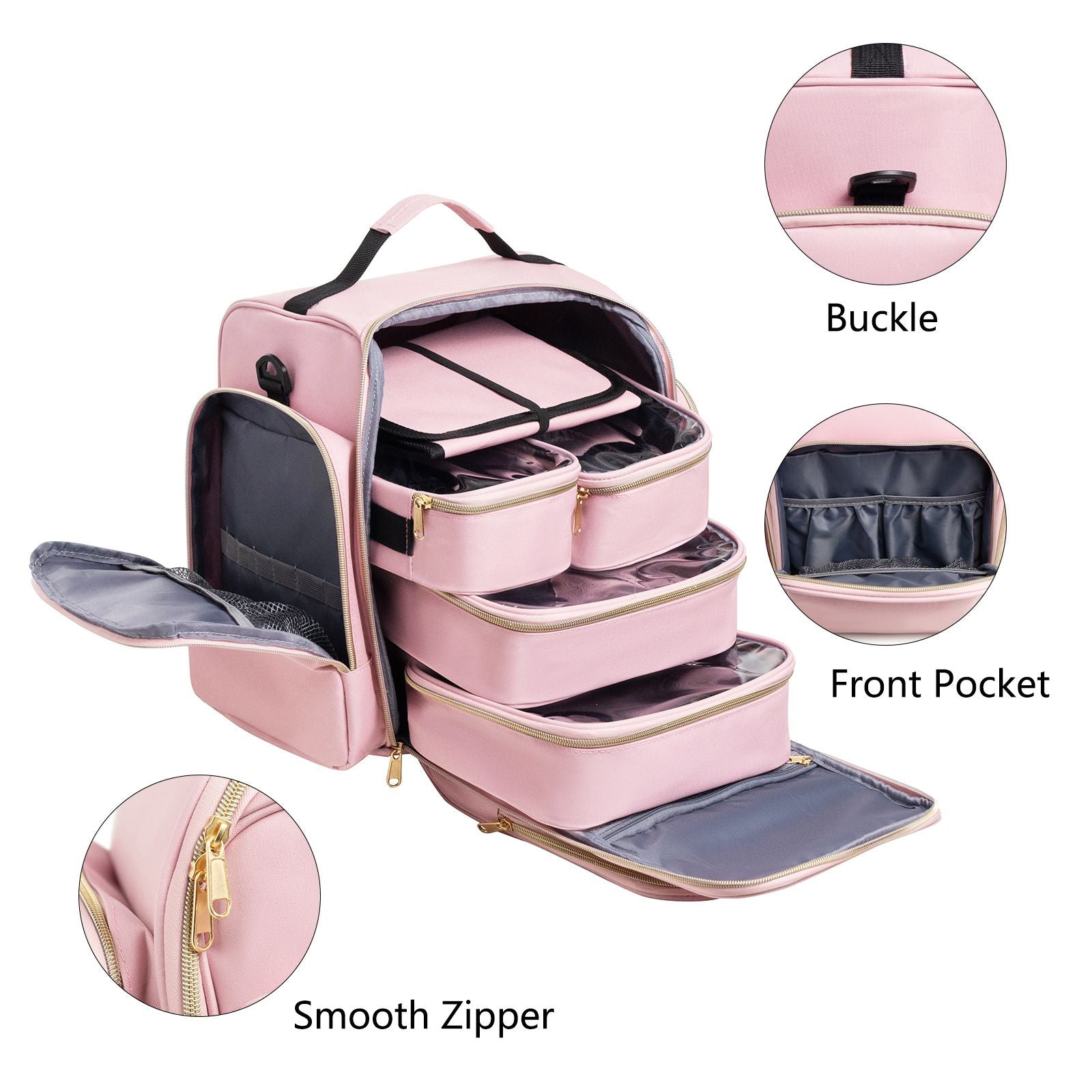 Large Travel Makeup Bag Storage Bags Multiple Pockets Cosmetic Bag for Toiletries Skincare