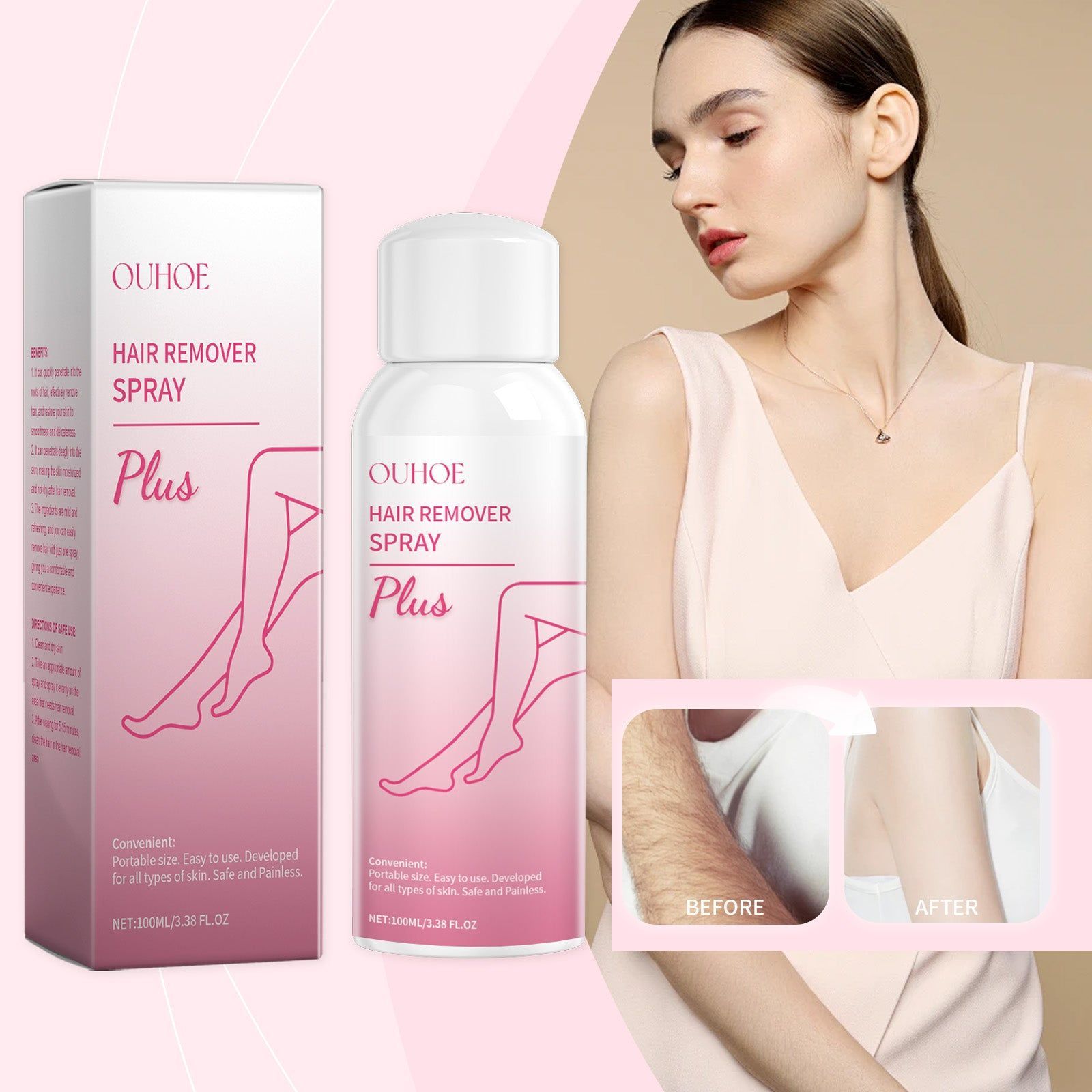 Body Hair Removal Spray, Gentle, Sensitive Skin, Smooth Skin, Hairless ,100ml
