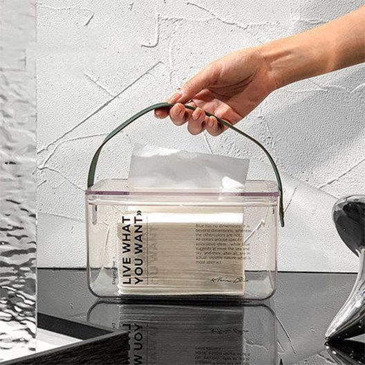 Modern Light Luxury Tissue Paper Roll Paper Transparent Storage Box With Handle