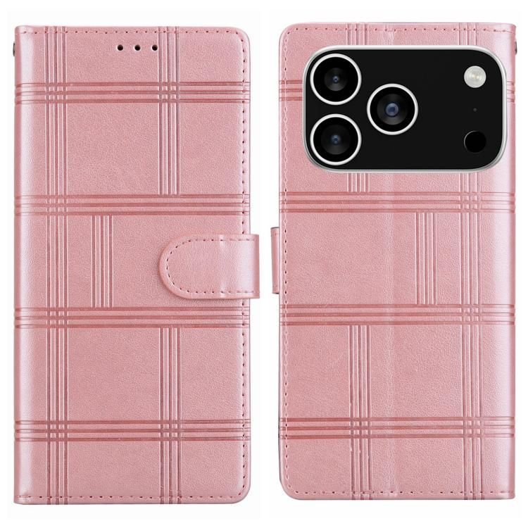For iPhone 18 Pro Max / iPhone 17 Pro Max Embossed Checkered Leather Phone Case