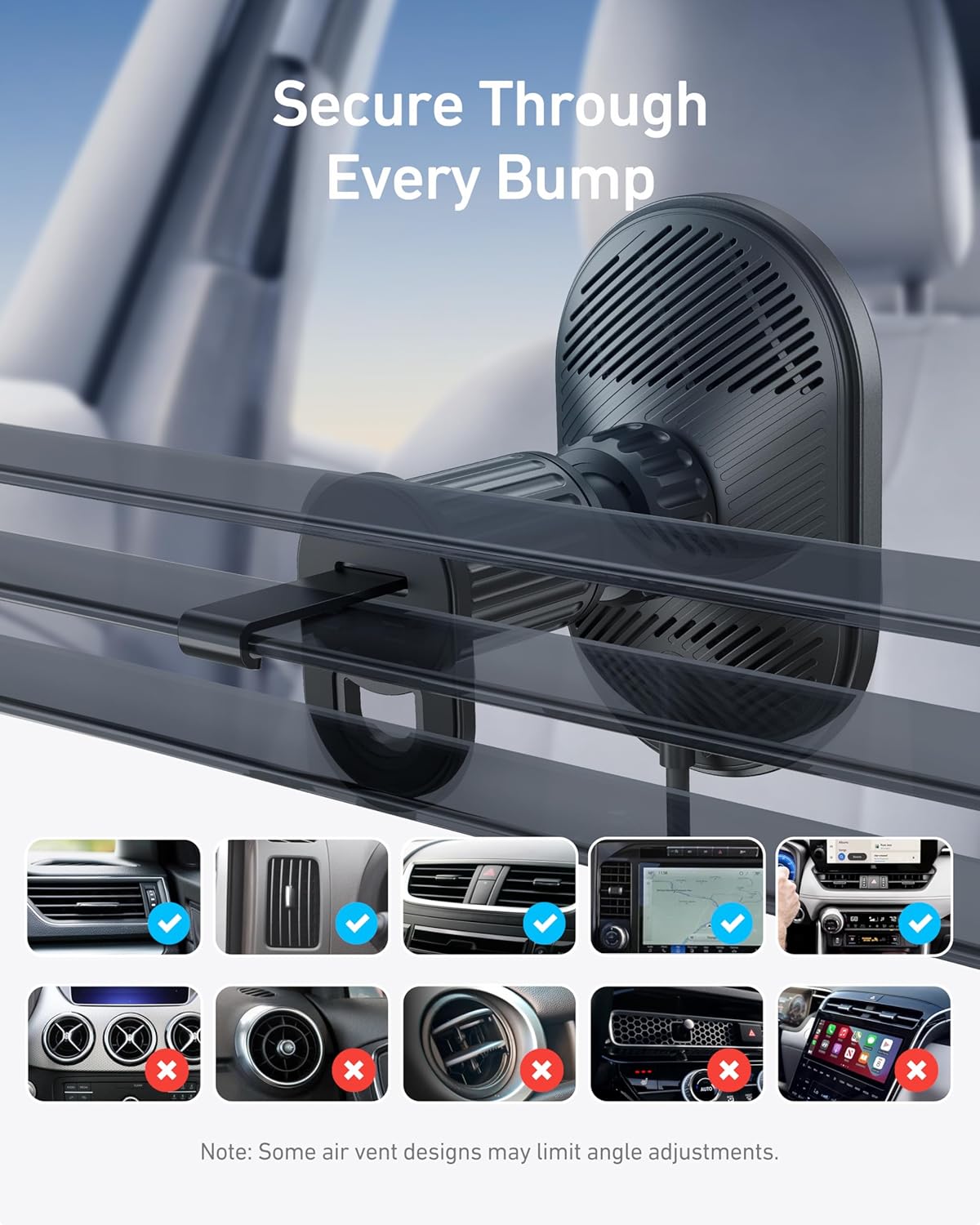 Anker MagGo Wireless Car Mount Charger with 25W Car Adapter, Black