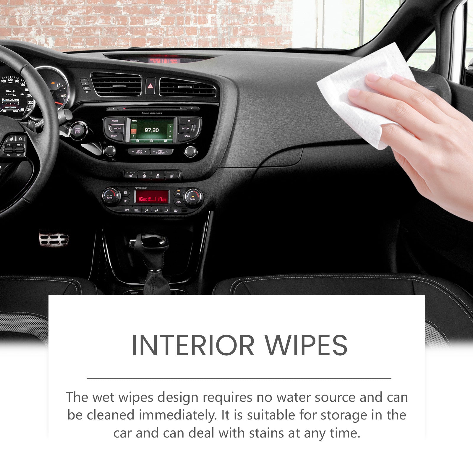 Car Cleaning Wipes, Stain & Oil Remover, Interior Brightening, Portable, Easy to Use ,40pieces