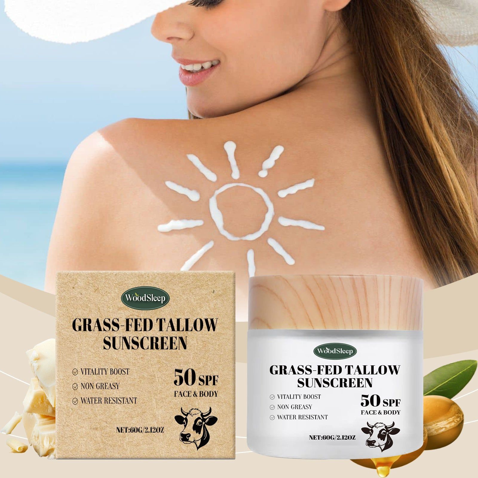 Butter Moisturizing Skin Protection Cream, Summer Breathable, UV Shield ,60g