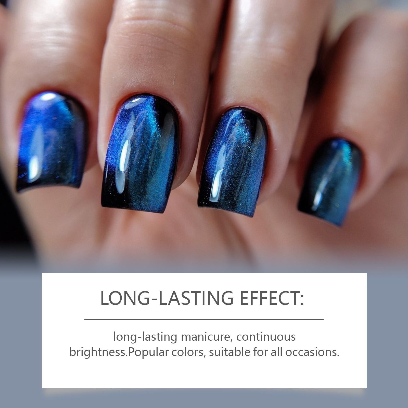 Cat Eye Nail Polish Long Lasting Quick Drying Water Based, Trendy Blue Black Gel ,10ml/box