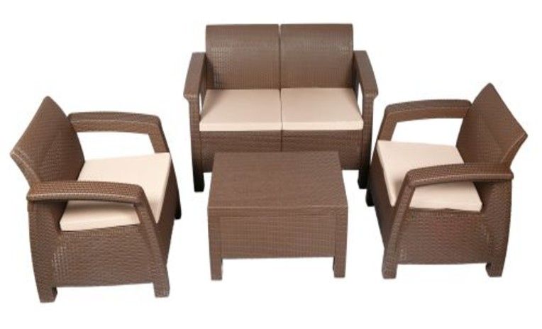 Home Needs Brown Rattan Sofa Set