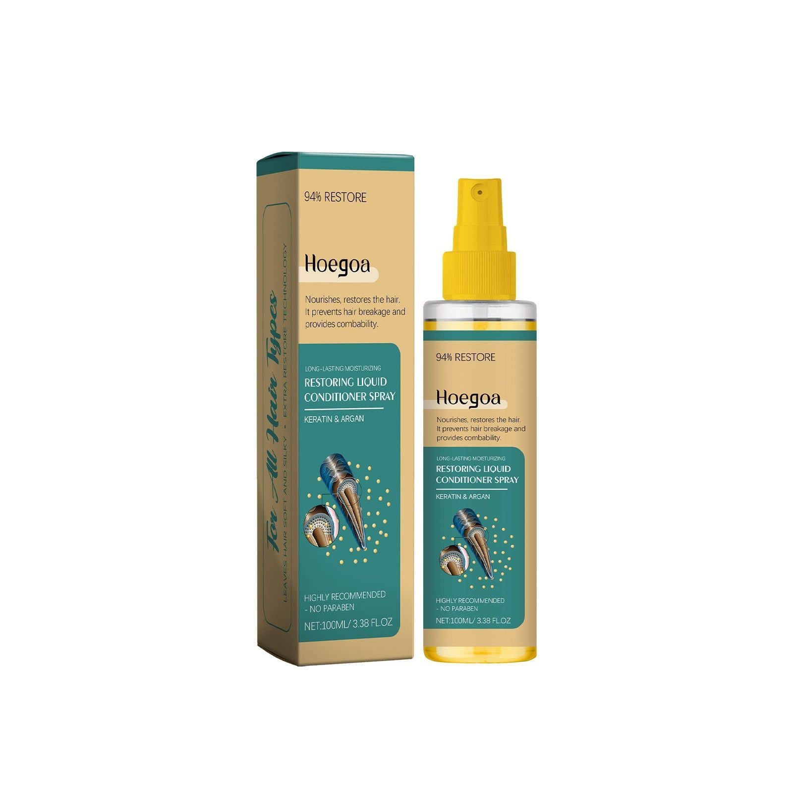 Argan Leave-In Hair Spray, Nourishing, Moisturizing, Hair Growth Boost, Anti-Damage, Glossy Hair ,100ml