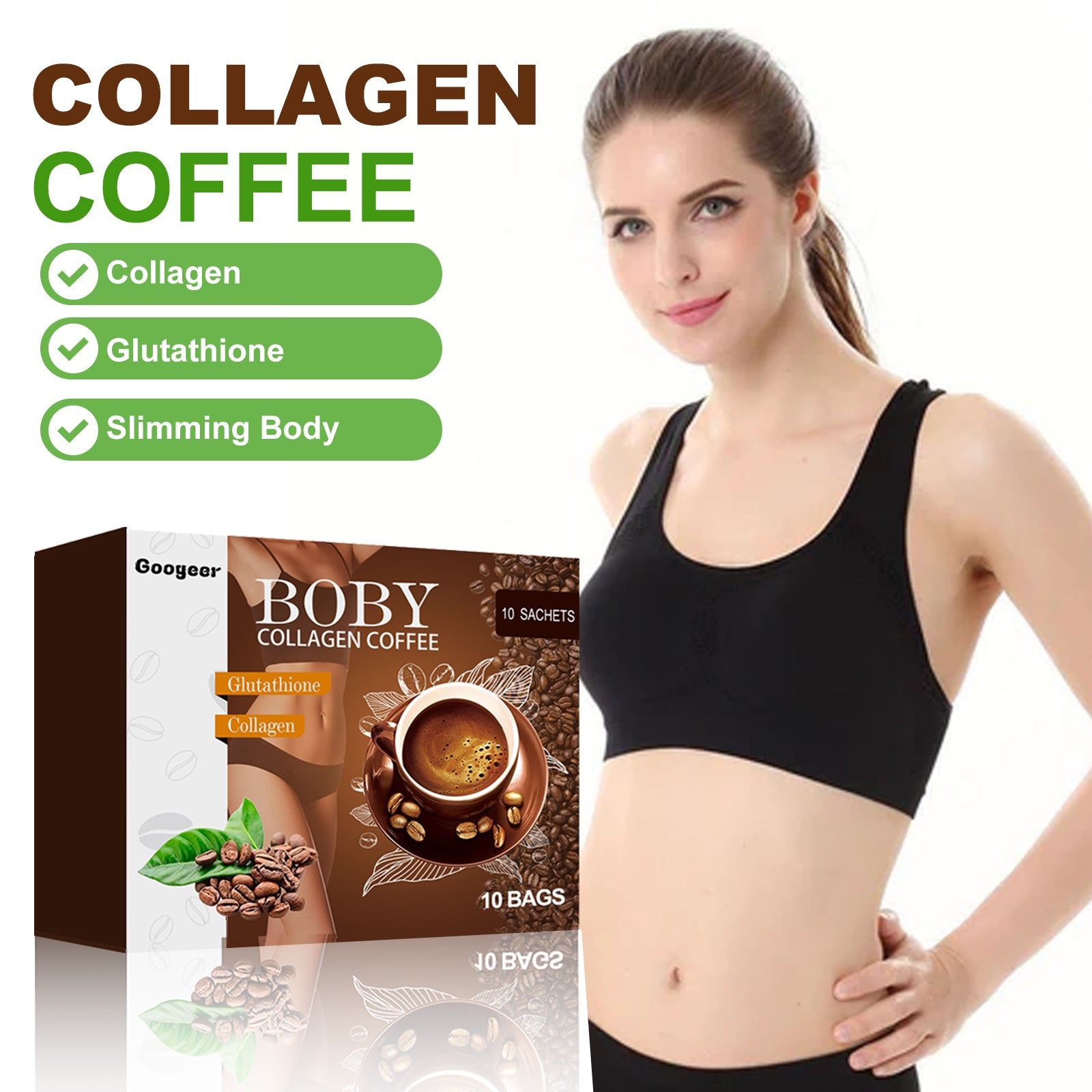 Collagen Coffee for Slimming and Shaping, Boost Energy, Reduce Wrinkles ,10bags