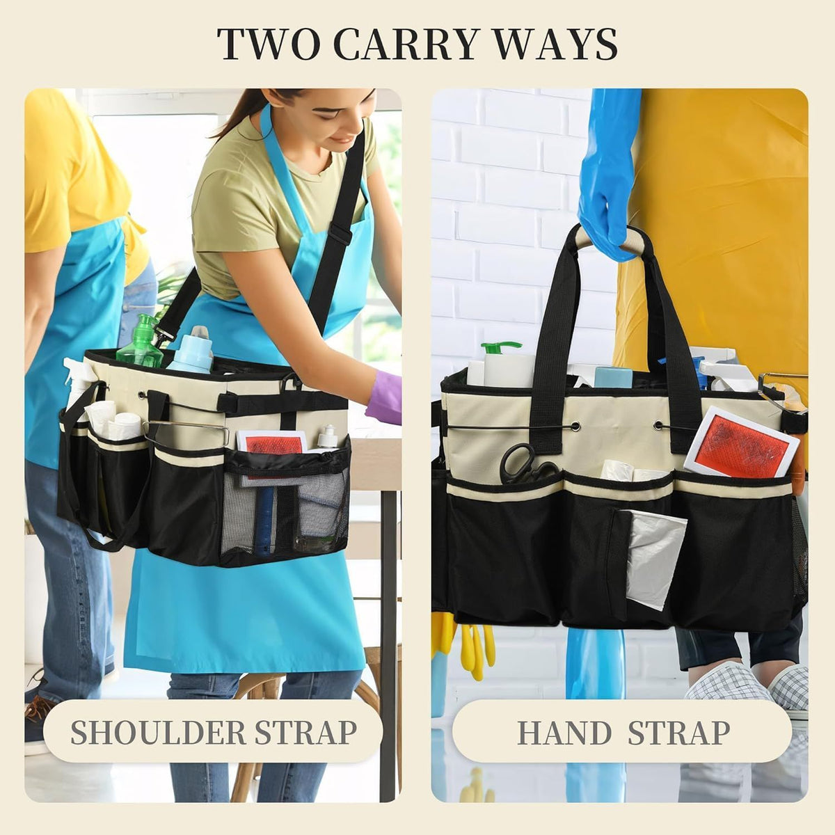 Cleaning Caddy Organizer Cleaning Tool Storage Bag with Shoulder Strap
