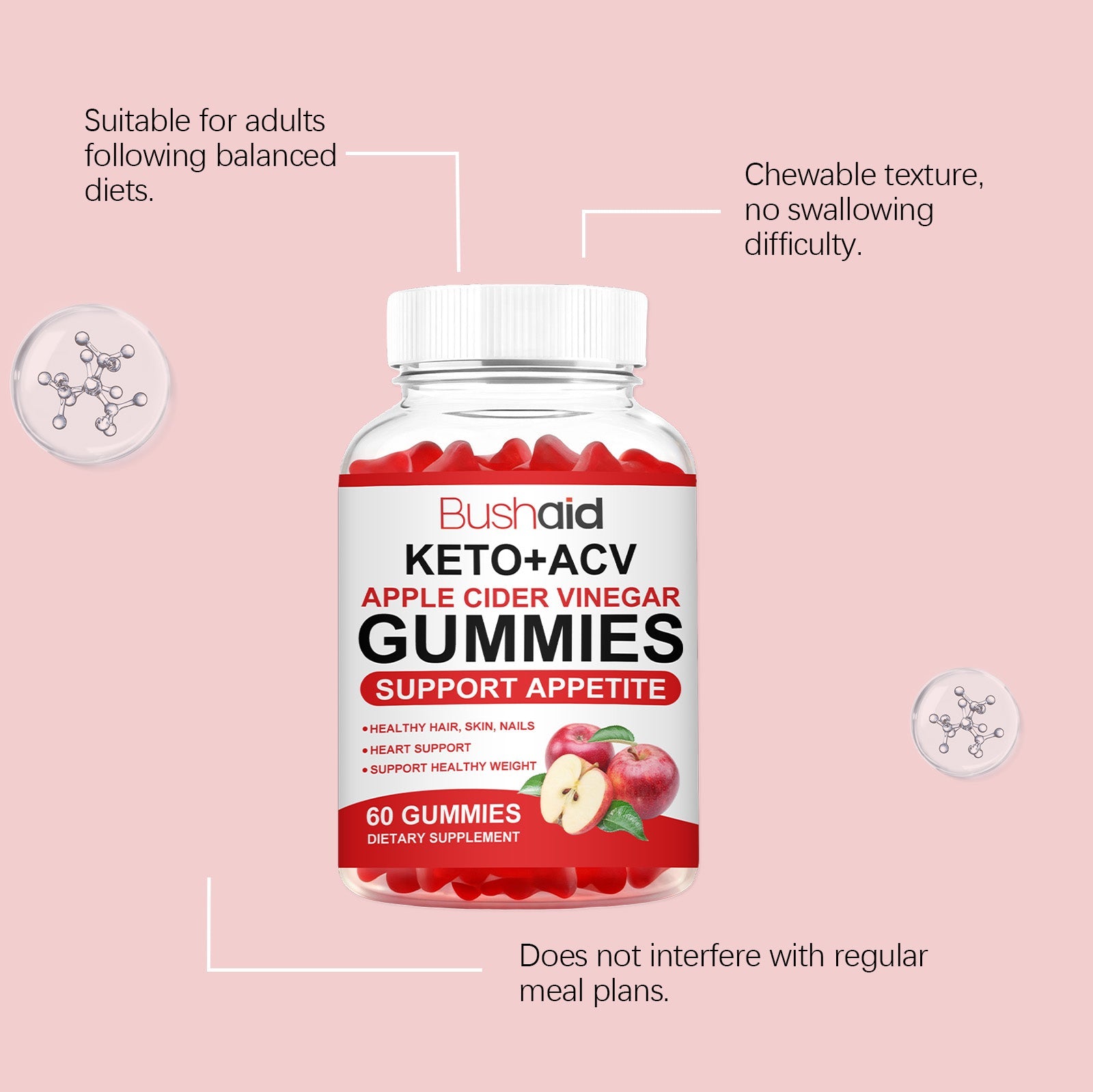 Boost Your Personal Care with Apple Cider Vinegar Gummies for Skin, Hair, Nails ,60 capsules