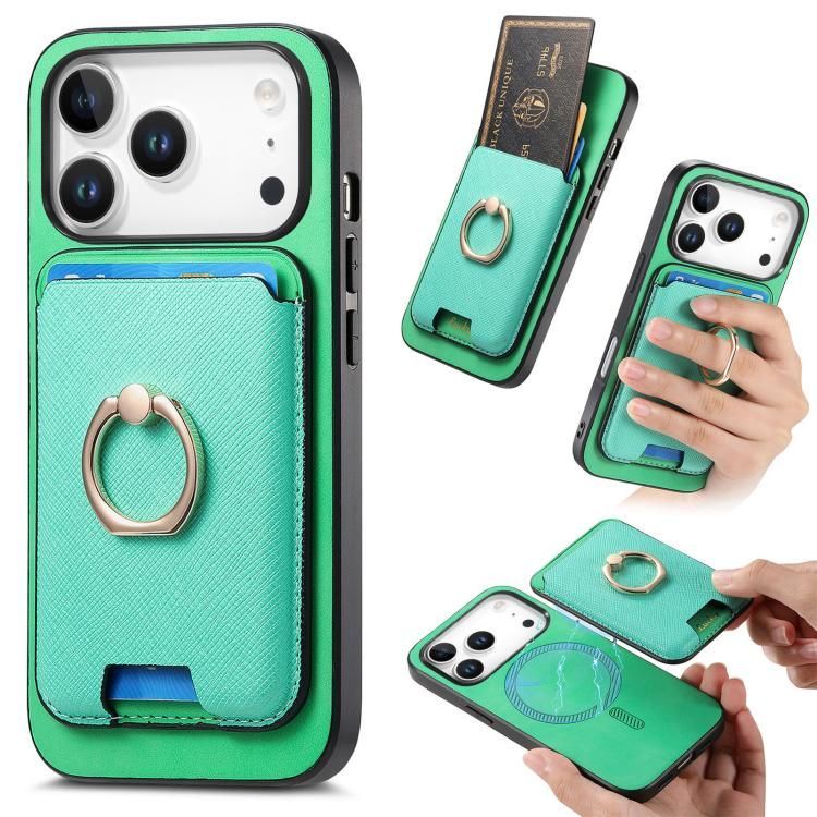 For iPhone 18 Pro Max / iPhone 17 Pro Max Retro Cross Leather Card Bag MagSafe Phone Case