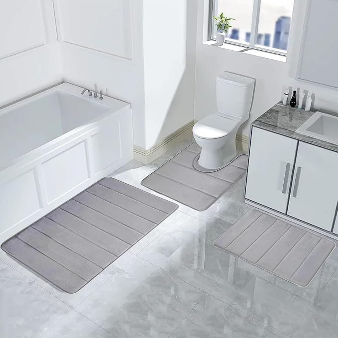 3-Piece Memory Foam Bath Mat Set