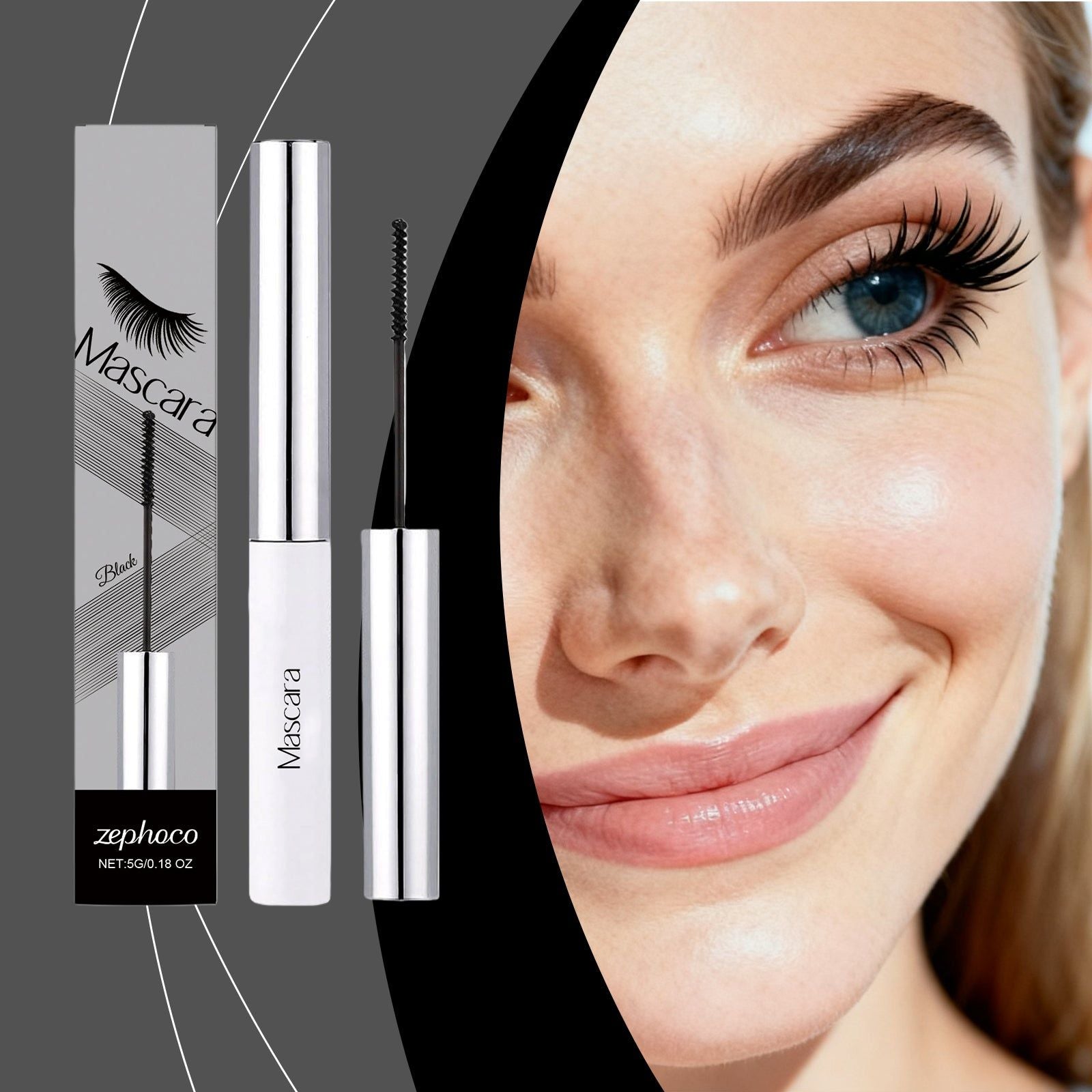 Black Curling Mascara, Voluminous, Long-Lasting, Natural Curl, Easy to Apply ,5g