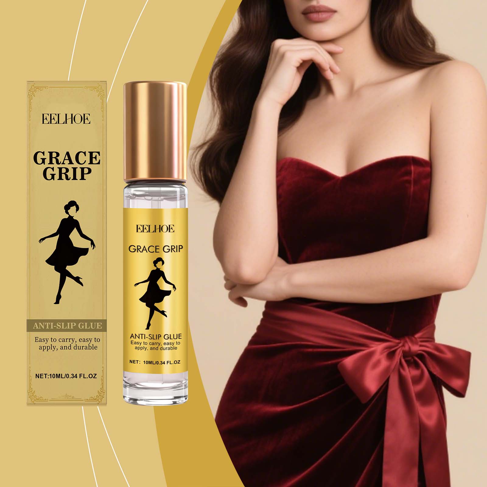 Anti-Glare Ball Glue, Non-Slip Dress Adhesive, Easy Application, Skin Safe ,10ml