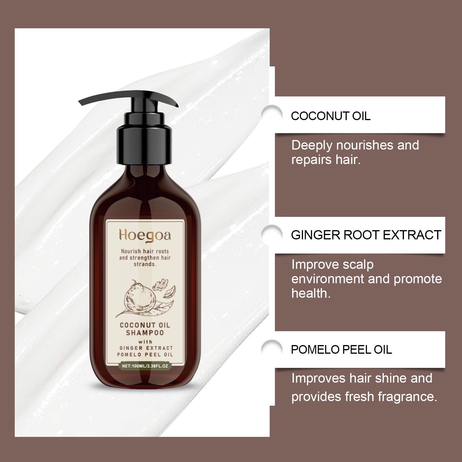 Coconut Oil Shampoo for Hair Care, Scalp Relief, Nourishing, Gentle, All Hair Types ,100ml