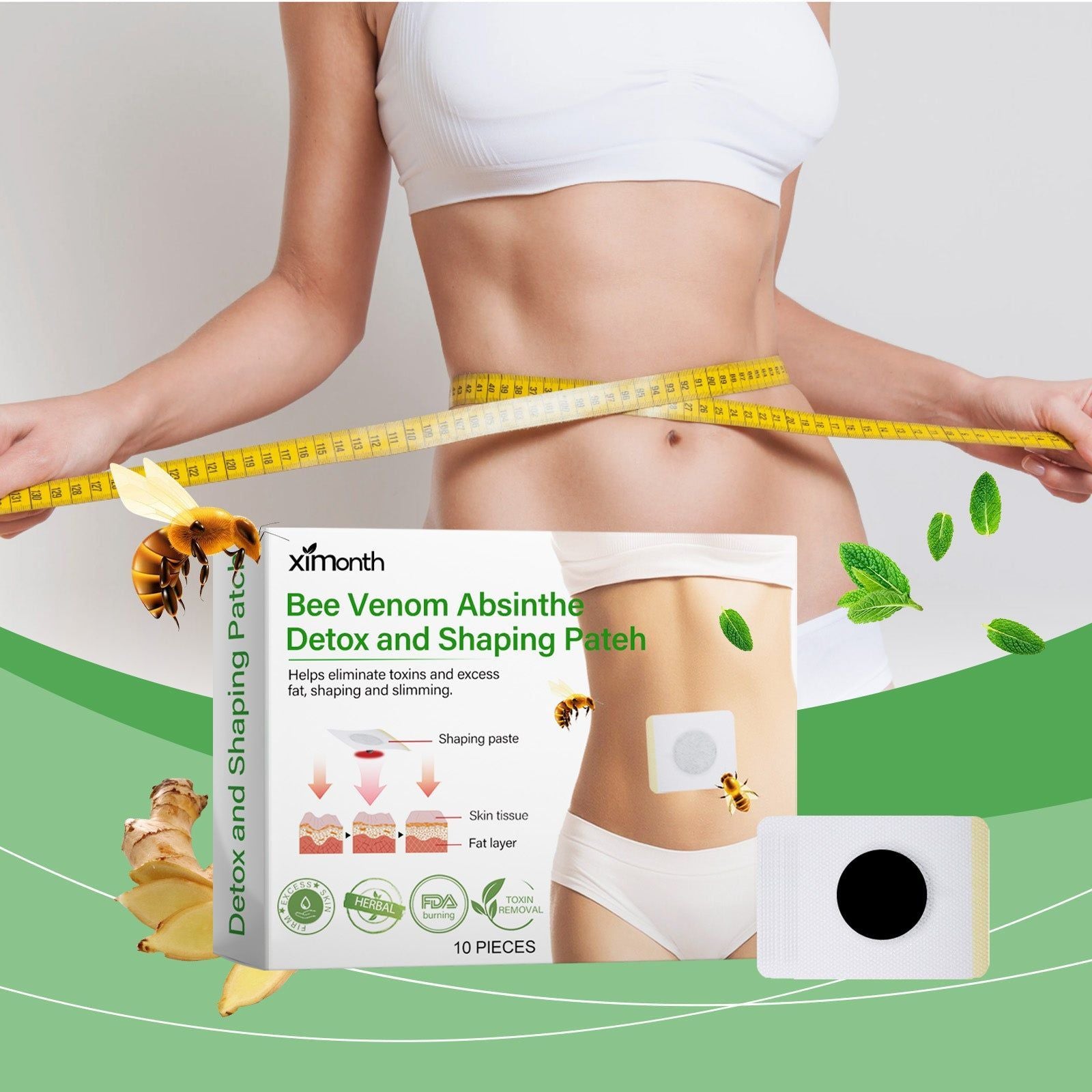 Beesvenom Body Shaping Stick, Tummy & Arm Slimming, Skin Tightening, Easy & Portable ,10pieces