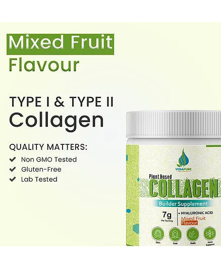 Vedapure Plant Based Skin Collagen Builder Supplement Mixed Fruit 210G
