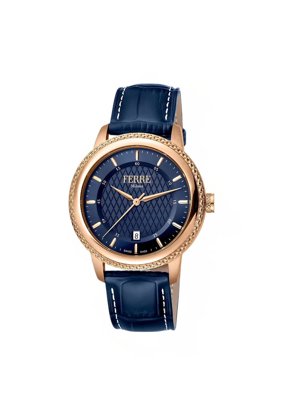 Ferrè Milano Gent watch - GNT 3H LTH BLU FM1G130L0041
