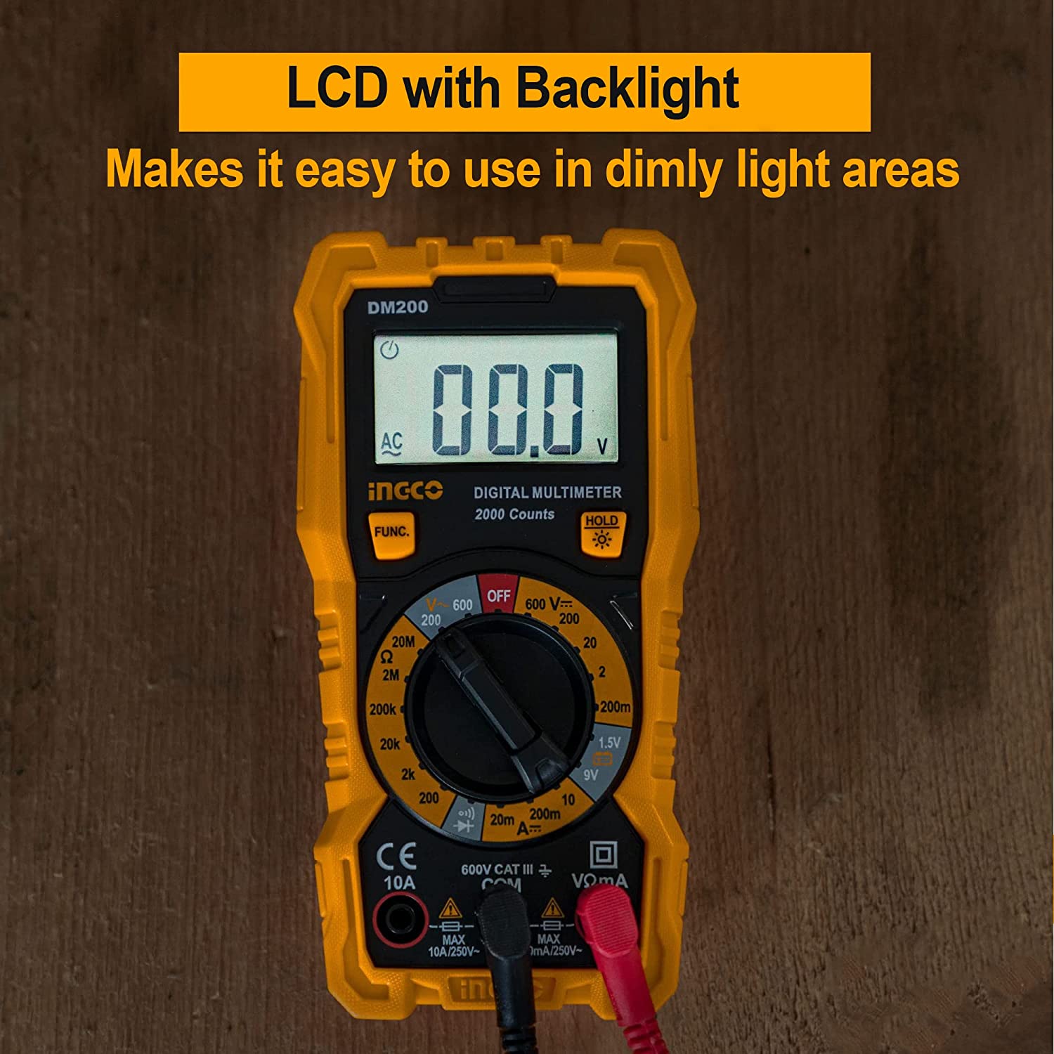 INGCO Digital Multimeter, 2000 Count / True RMS 6000 Count Variant, AC/DC Voltage & Current Tester with NCV, Data Hold & Auto Power Off