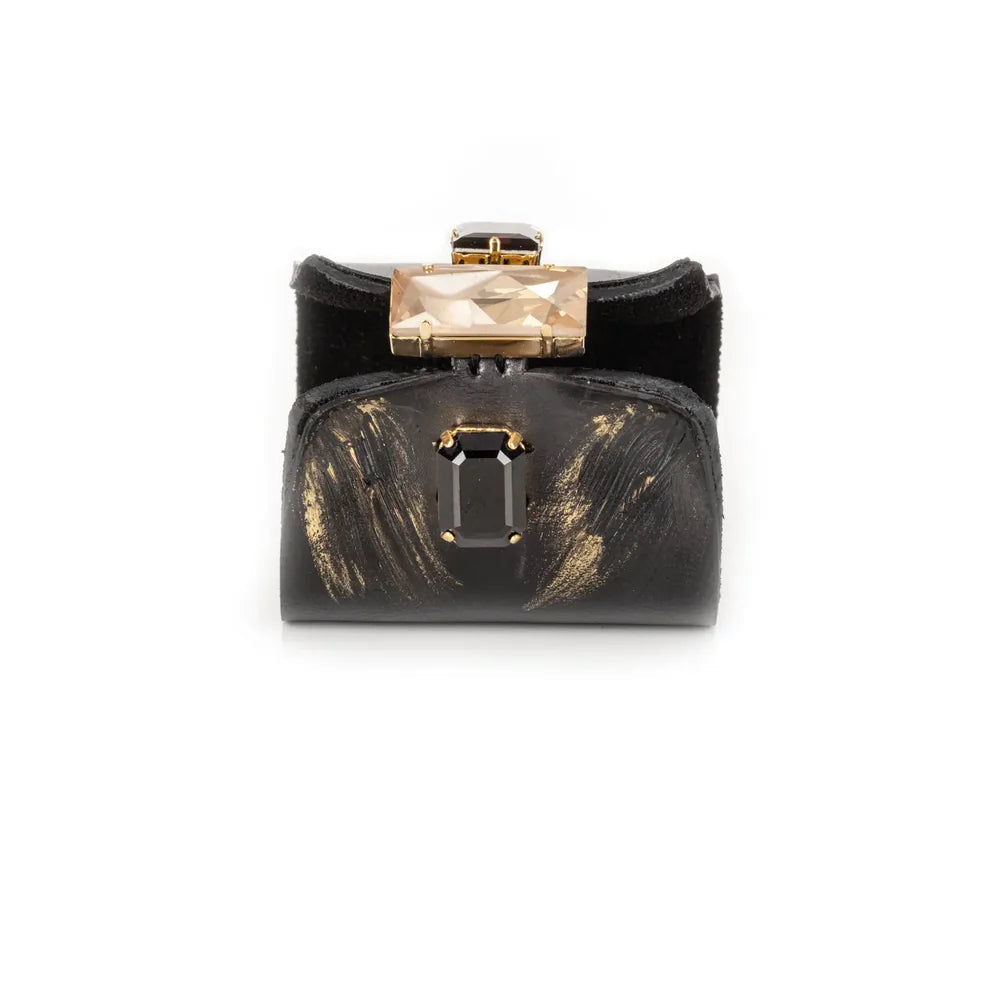 The Dark Monarch Edge Crystal Leather Cuff
