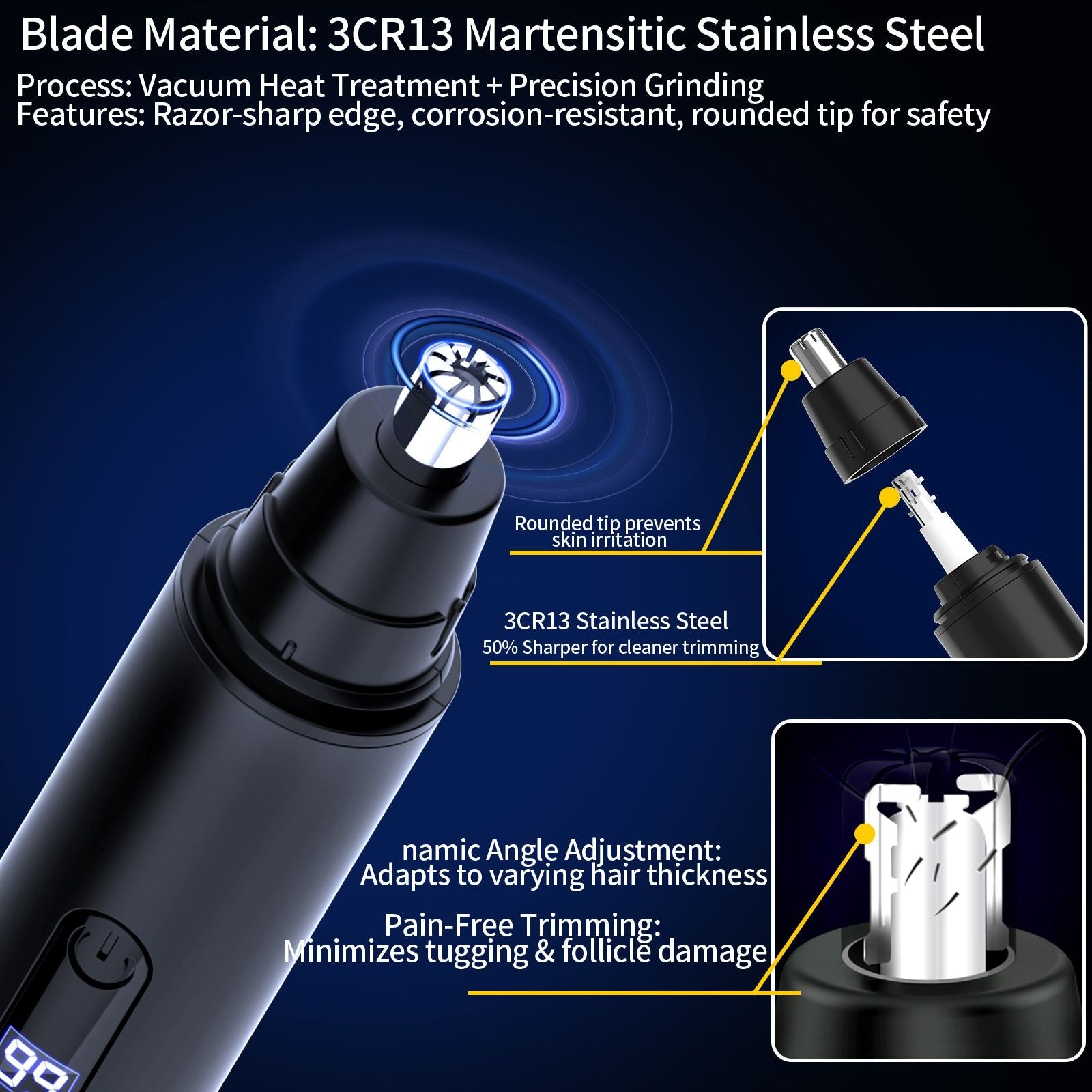 Digital USB Type-C Nose Hair Trimmer