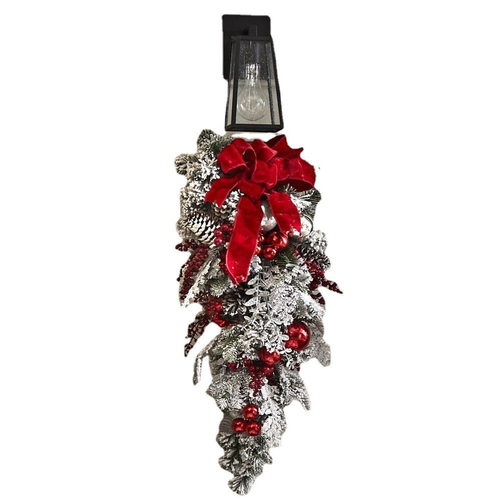 Front Door Christmas Wreath Red White Holiday Trim Exterior Outdoor Home Decoration