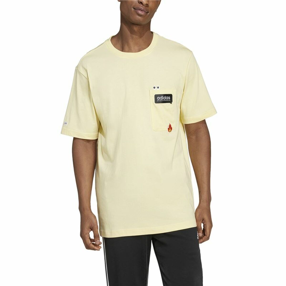 Men’s Short Sleeve T-Shirt Adidas Remoji Pocket Graphic Yellow Golden