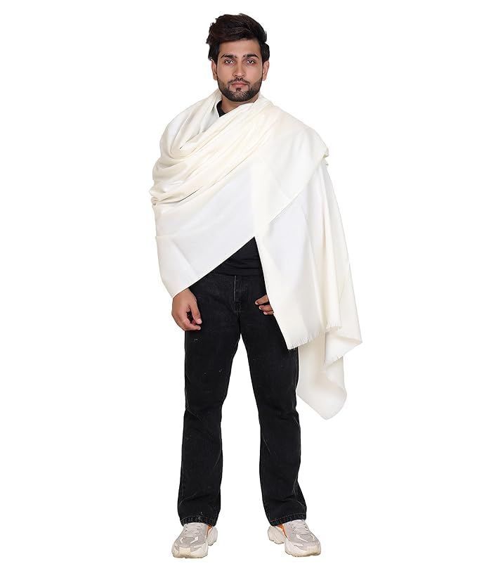 Wool Plain Cream Lohi/Shawl/Stoles For Men's
