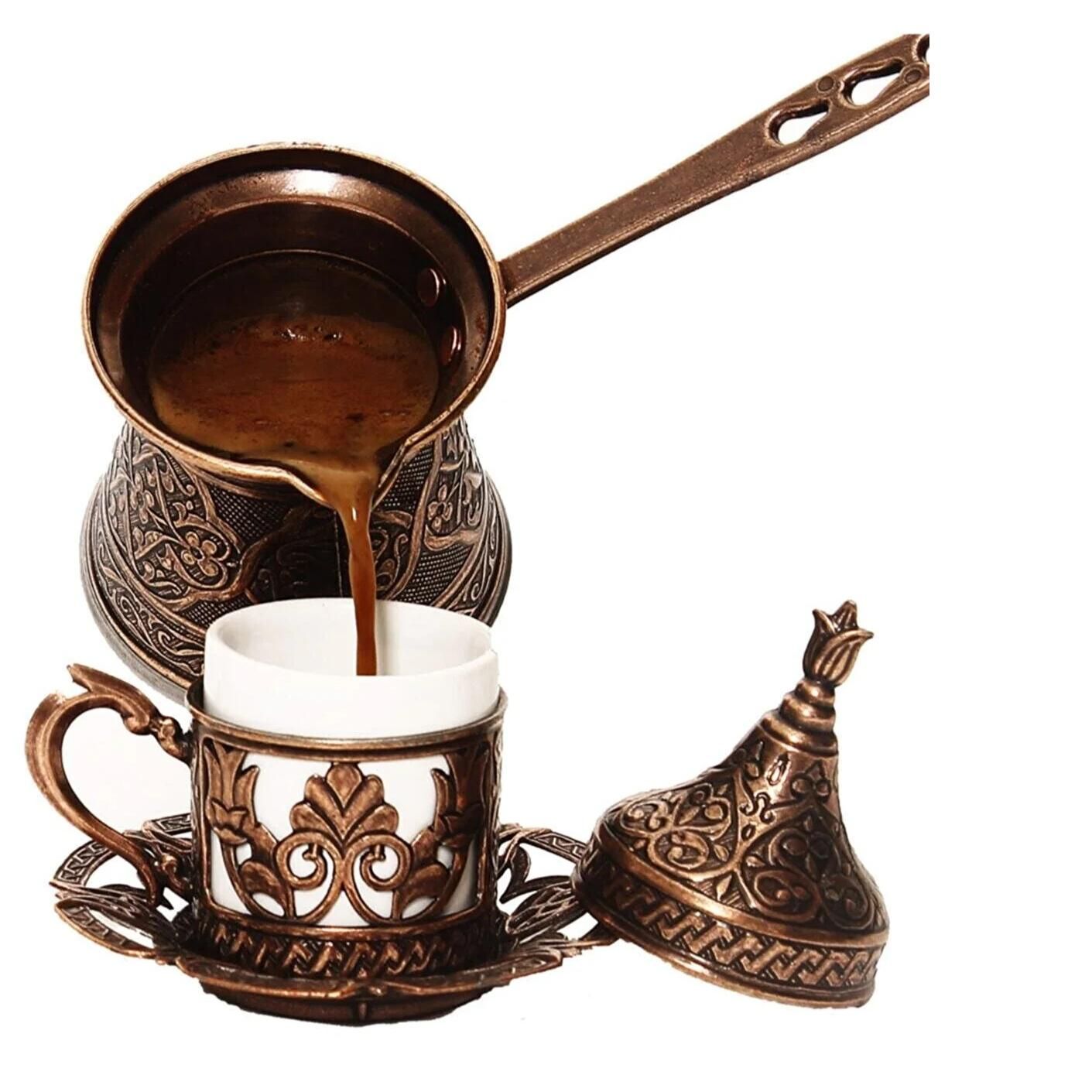 Turkish Coffee Pot Patterned Cast Iron Coffee Pot Compatible with 3-Person Induction Cookers
