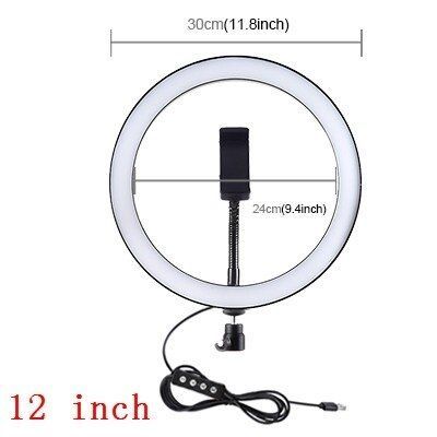 LED light ring with intensity control, 10/12 inches, selfies, vlogging, youtube