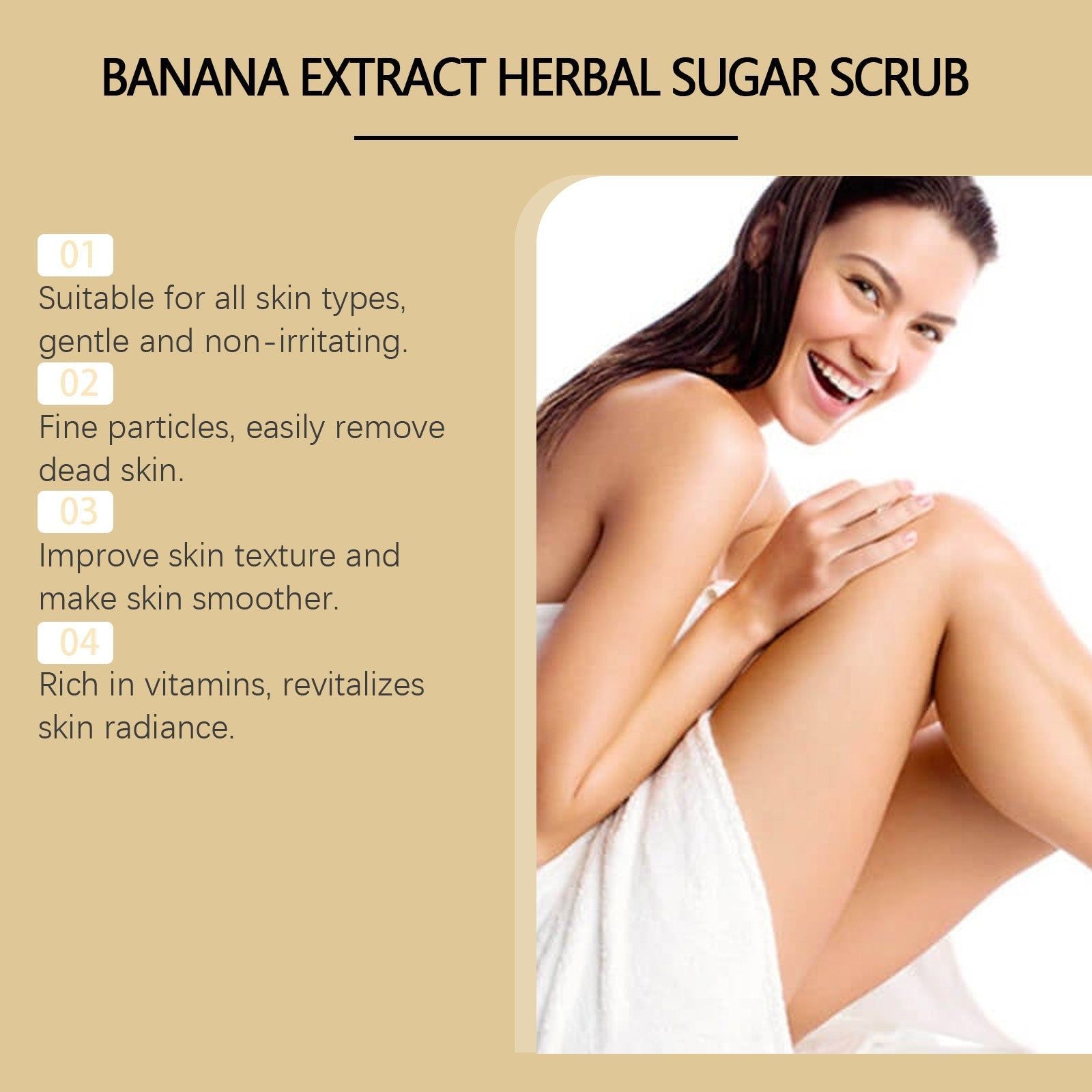 Banana Body Scrub, Hydrating Exfoliator for Smooth, Glowing Skin, Body Care ,100g/box