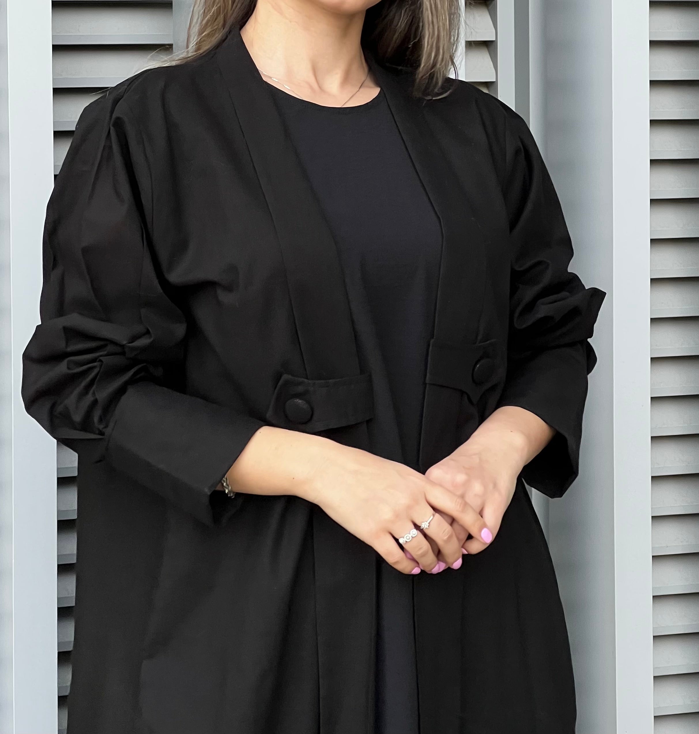 MOiSTREET Black Linen Abaya