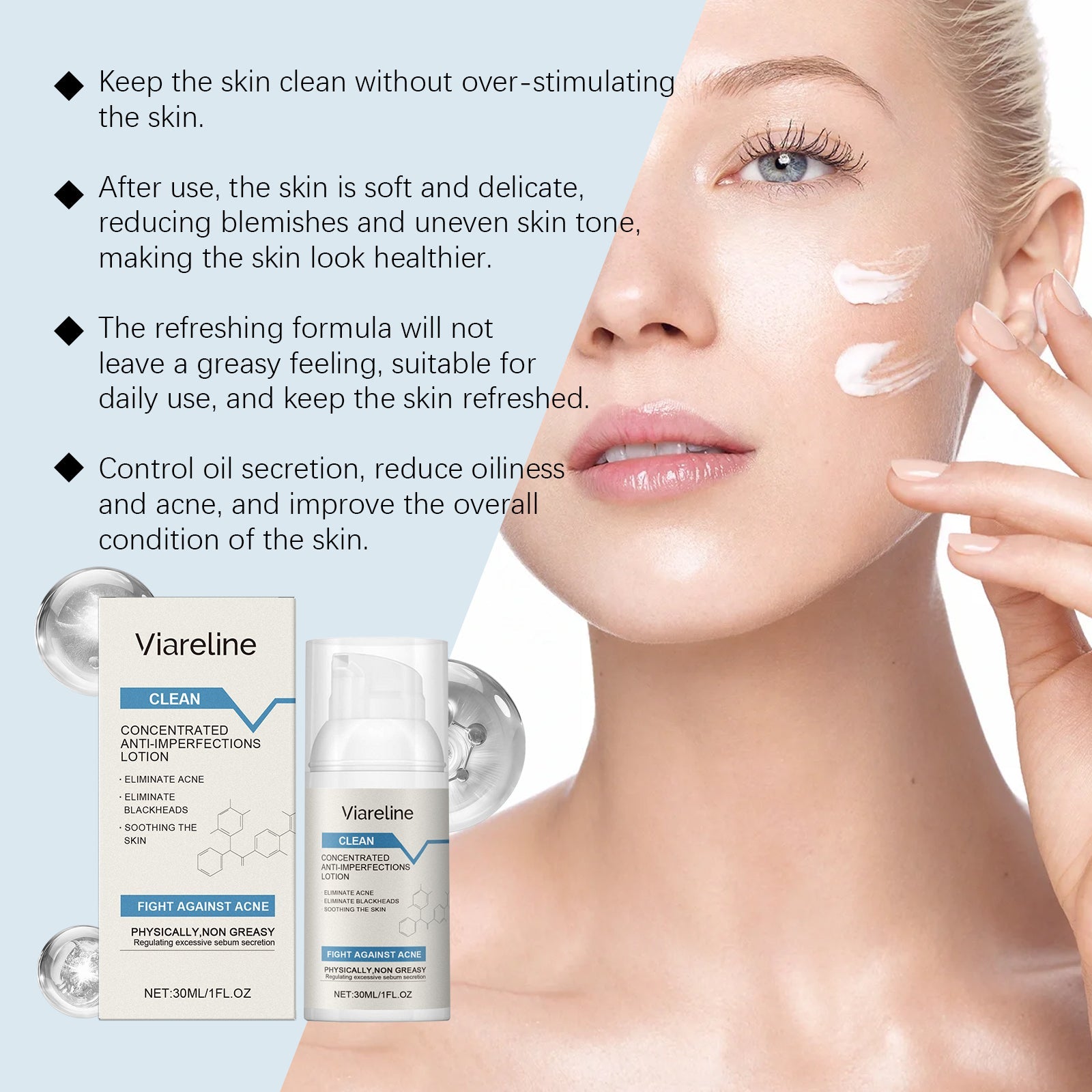 Acne Repair Lotion, Oil Control, Clear Skin, Hydrating, Non-Greasy, Soothing ,30ml