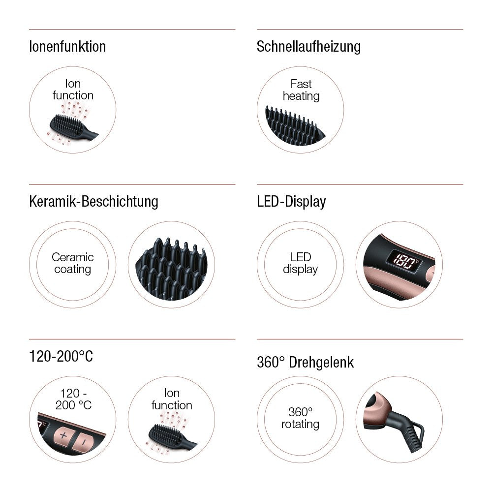 BEURER HS60 HAIR STRAIGHTENING BRUSH