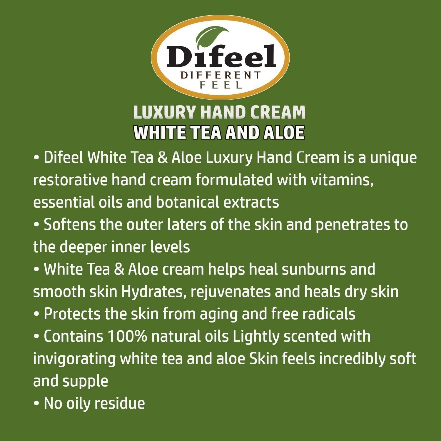 Difeel Hand Cream White Tea Aloe 40G