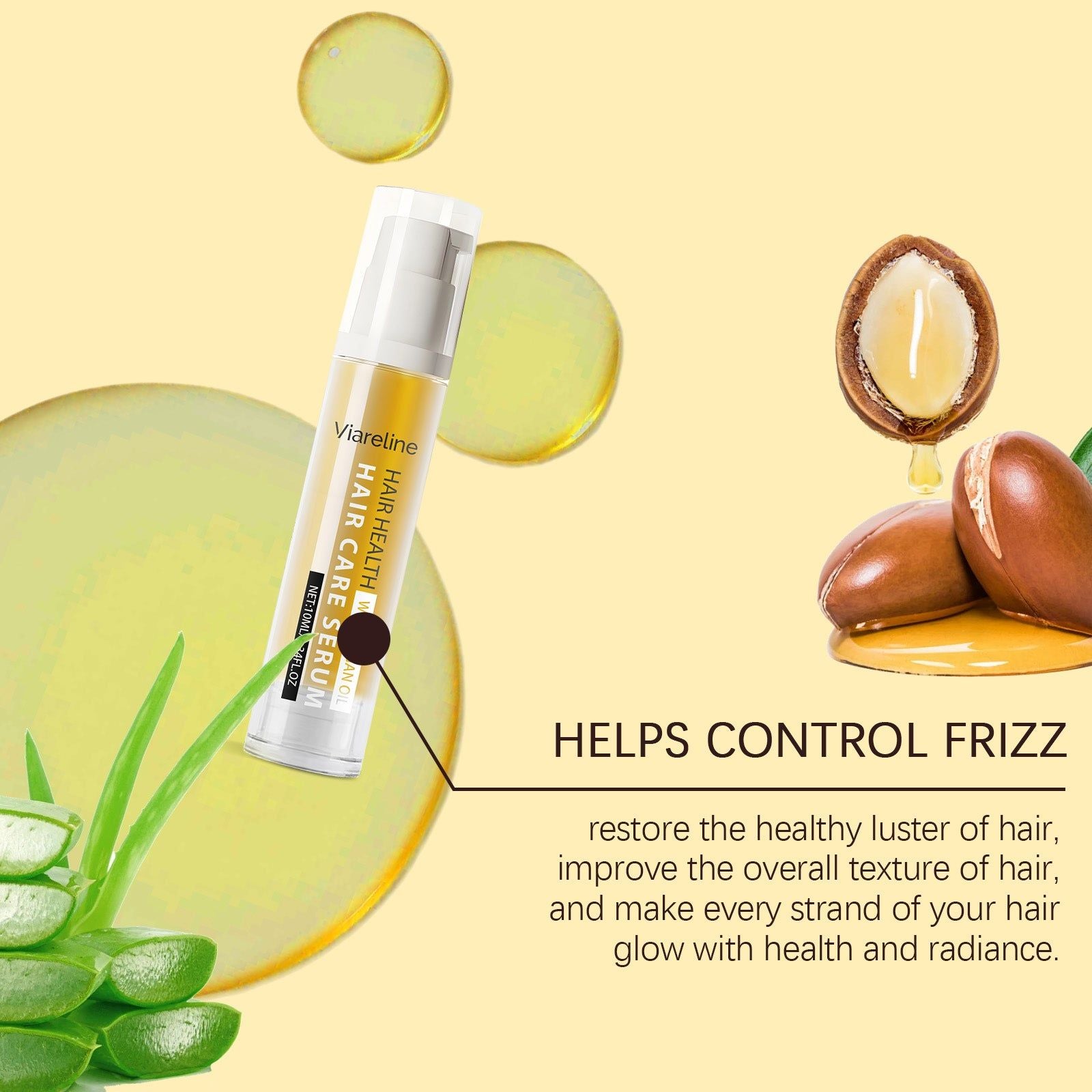 Argan Oil Hair Care Serum, Nourishing, Shine, Frizz Control, Smooth, Moisturizing ,10ml/box