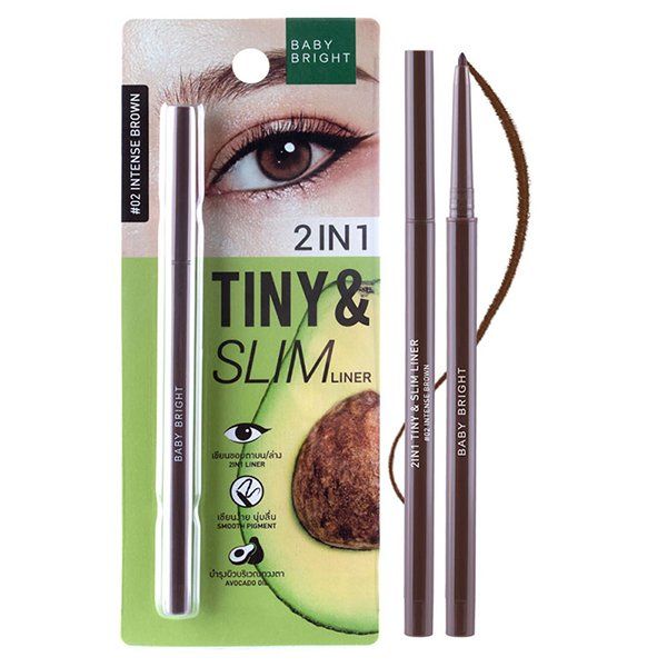 2 IN 1 TINY & SLIM LINER 0.1G BABY BRIGHT (M) #02 INTENSE BROWN