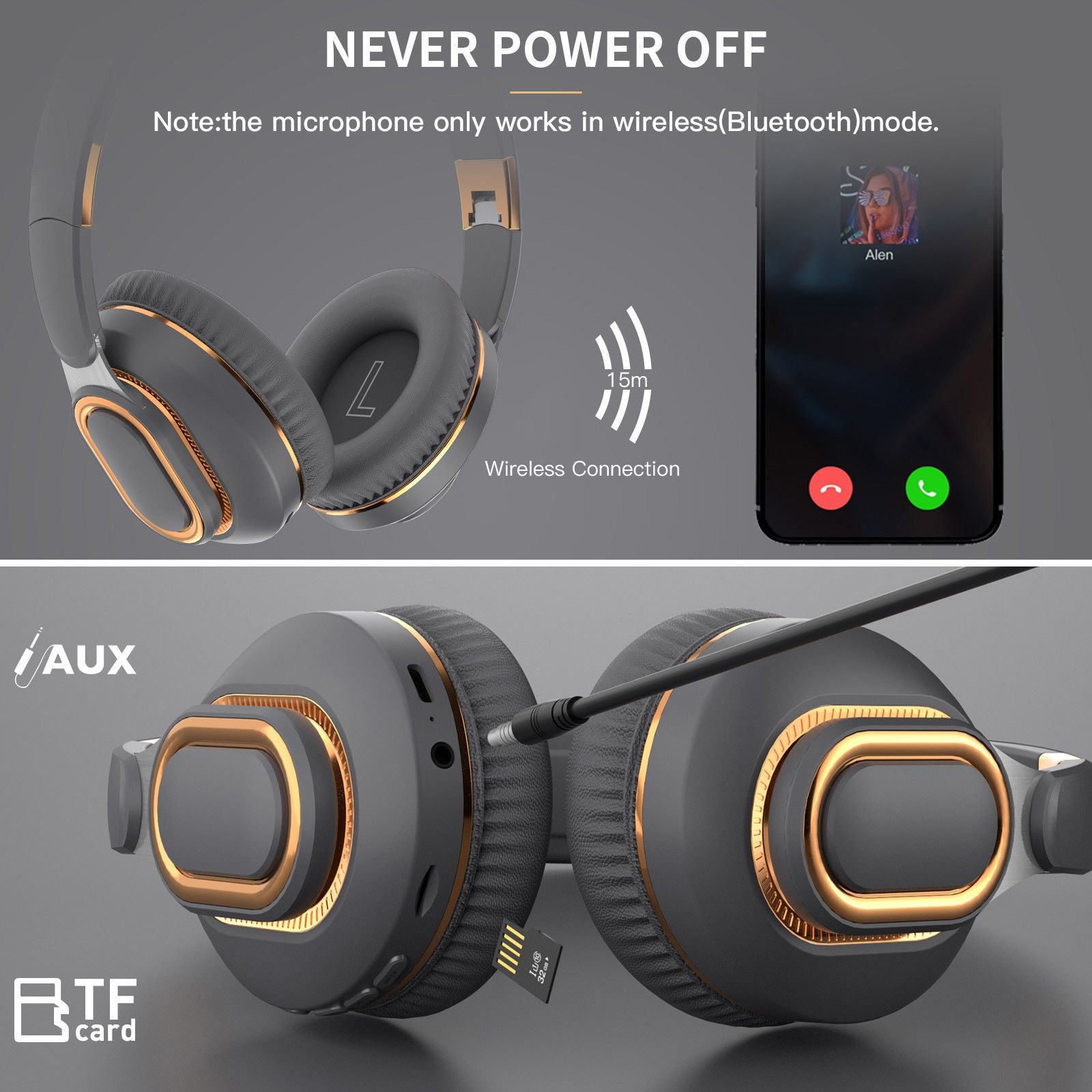 Noise Cancelling Bluetooth Headset Wireless Folding Bass Gaming Sports Headphones